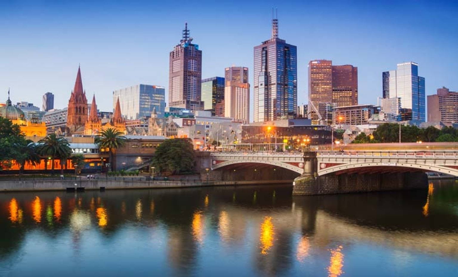 melbourne city skyline and the yarra river