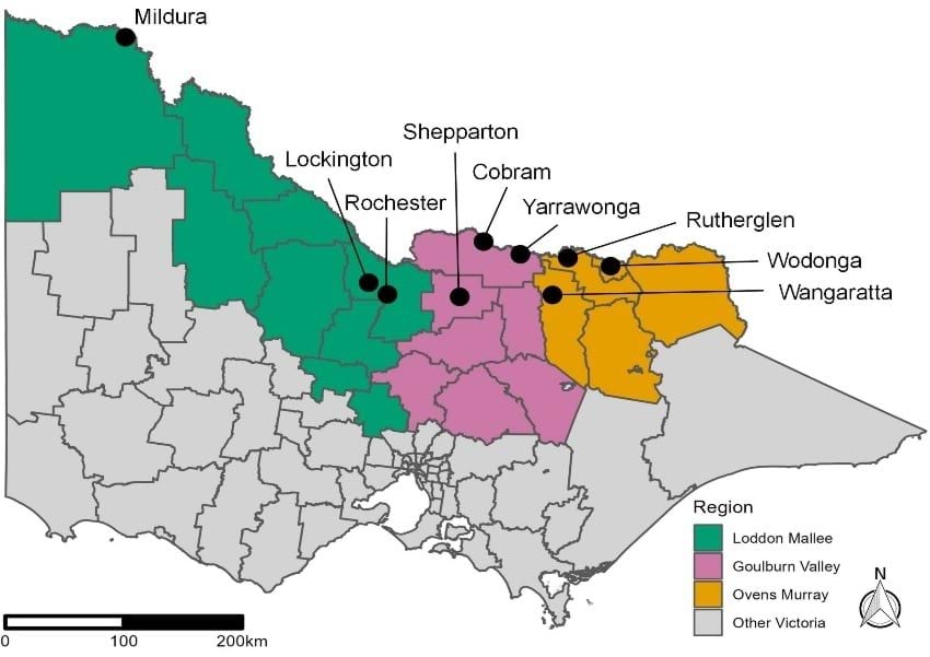 Map of primary recruitment locations where people were asked to join the study either when they were having a routine blood test at a pathology collection centre.