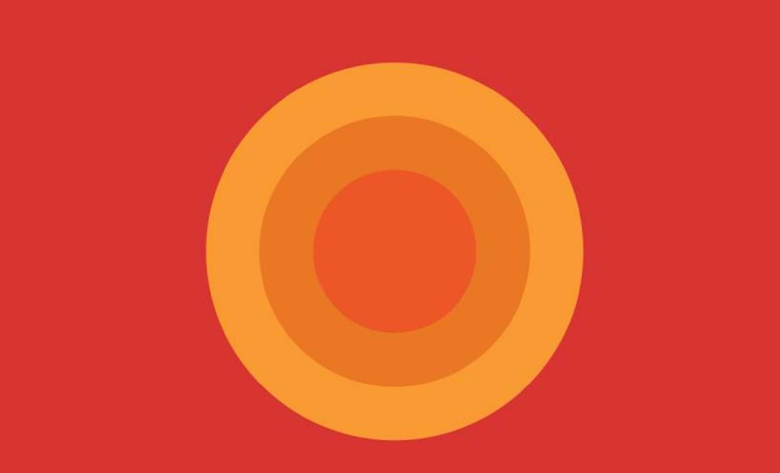 Circle with gradients of red and orange behind a sold red background