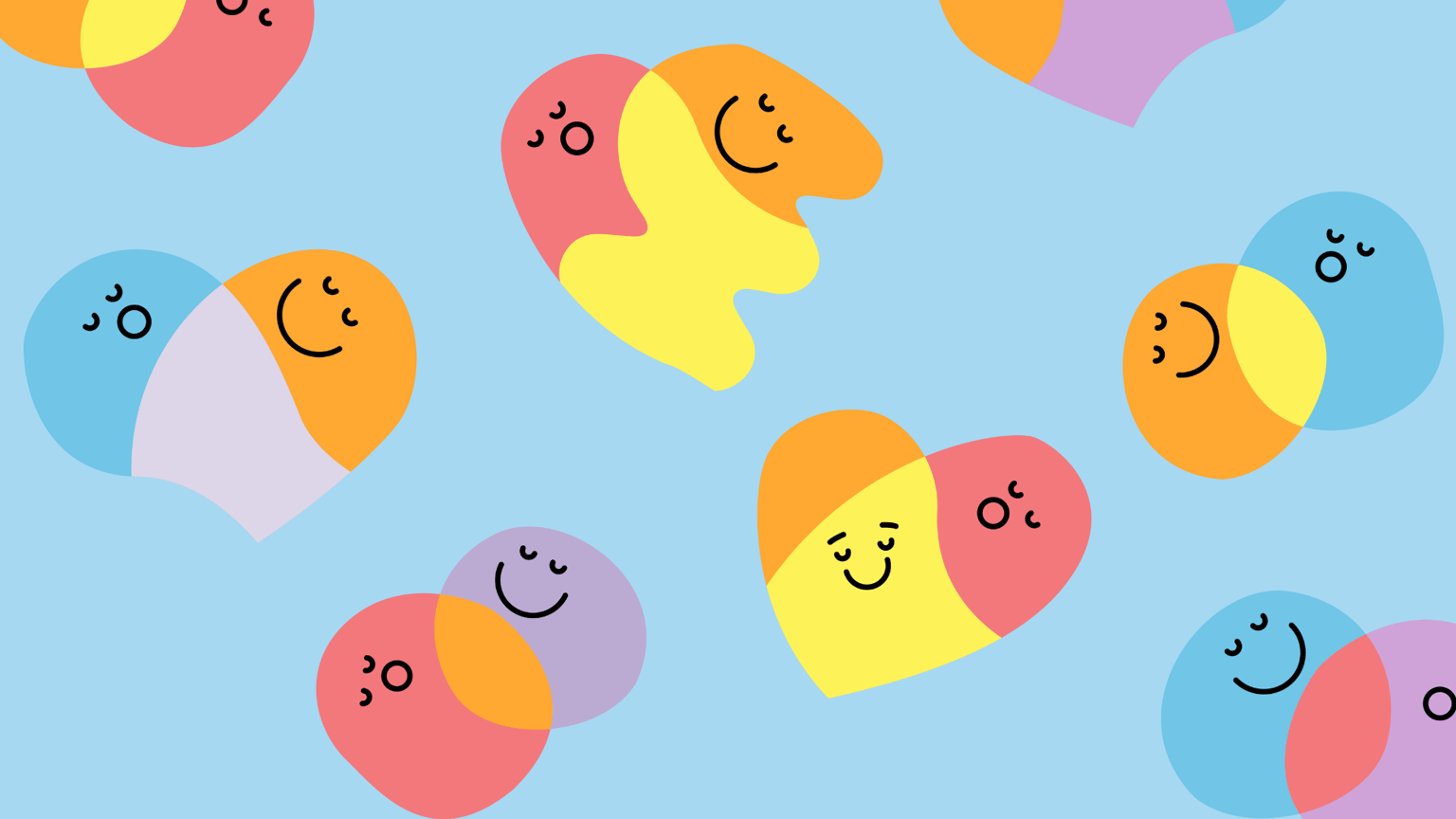 Sexual Health Month imagery - colourful shapes with happy faces