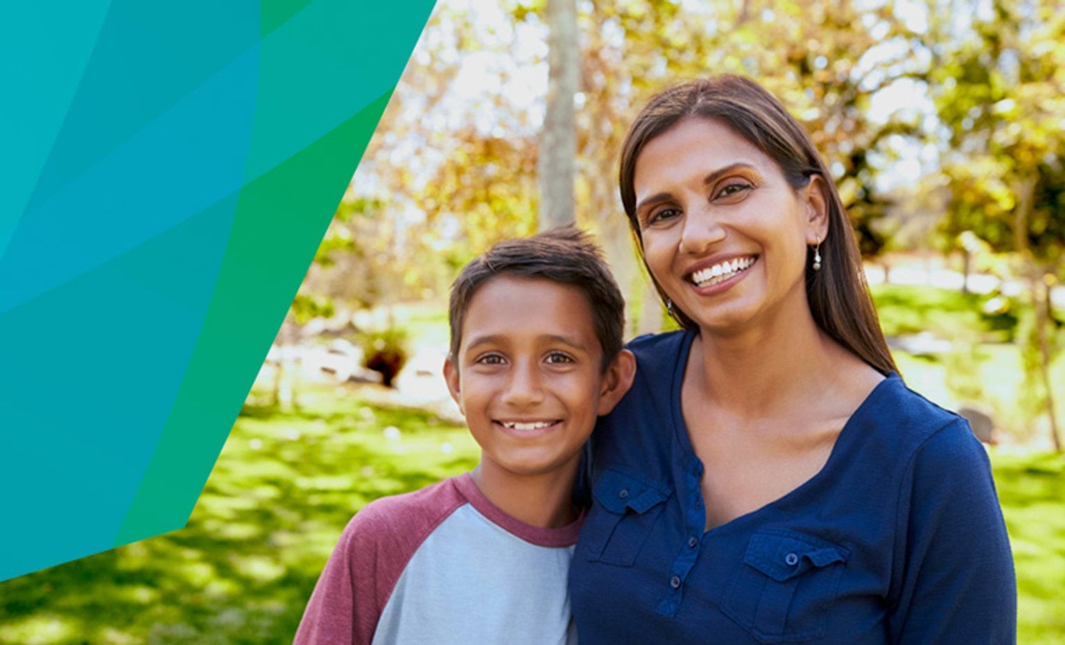 boy with woman in a garden