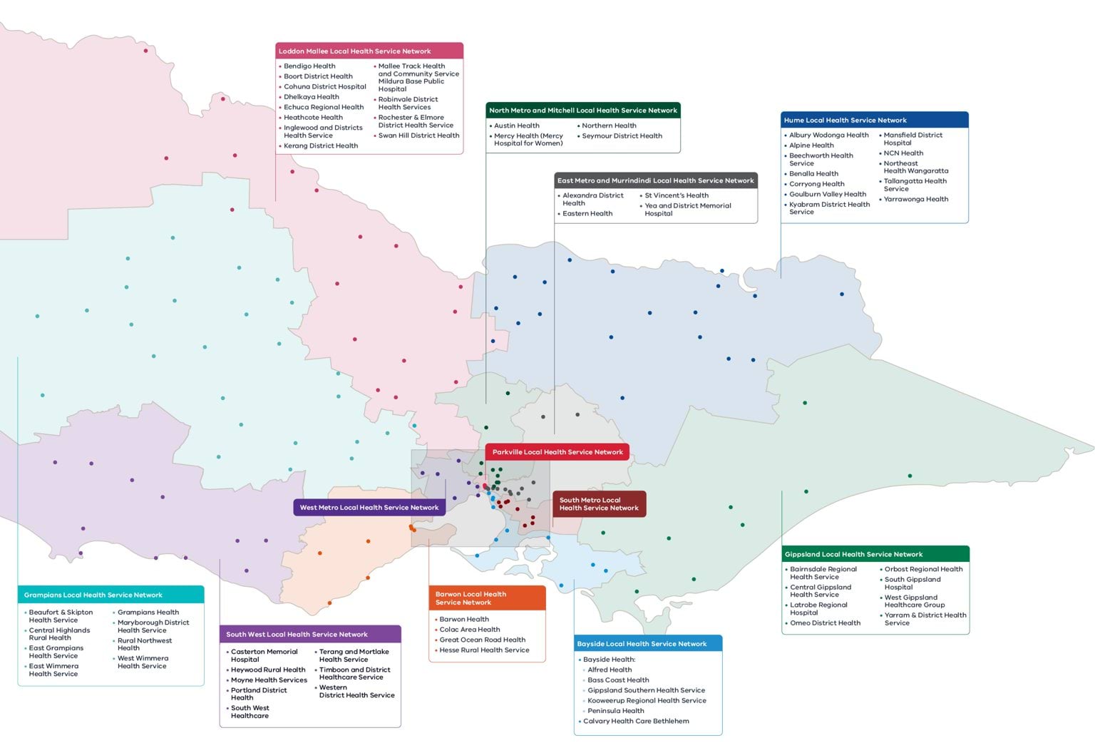 Local Health Service Network map - regional