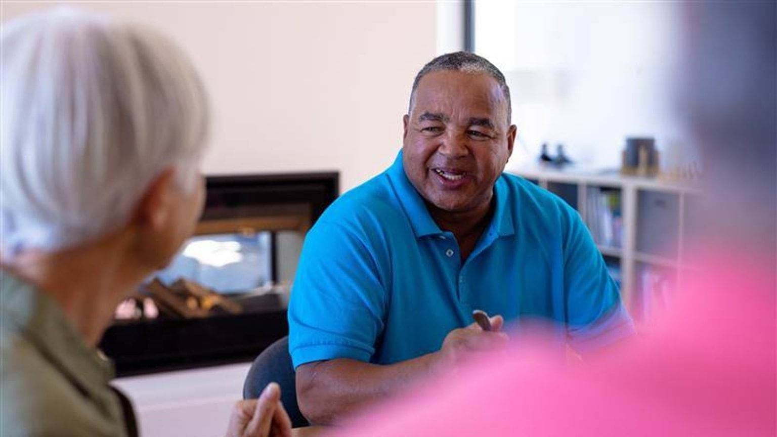 A carer discusses falls with a patient
