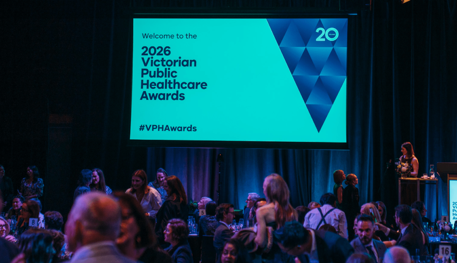 2026 VPHA gala - image of sign on stage