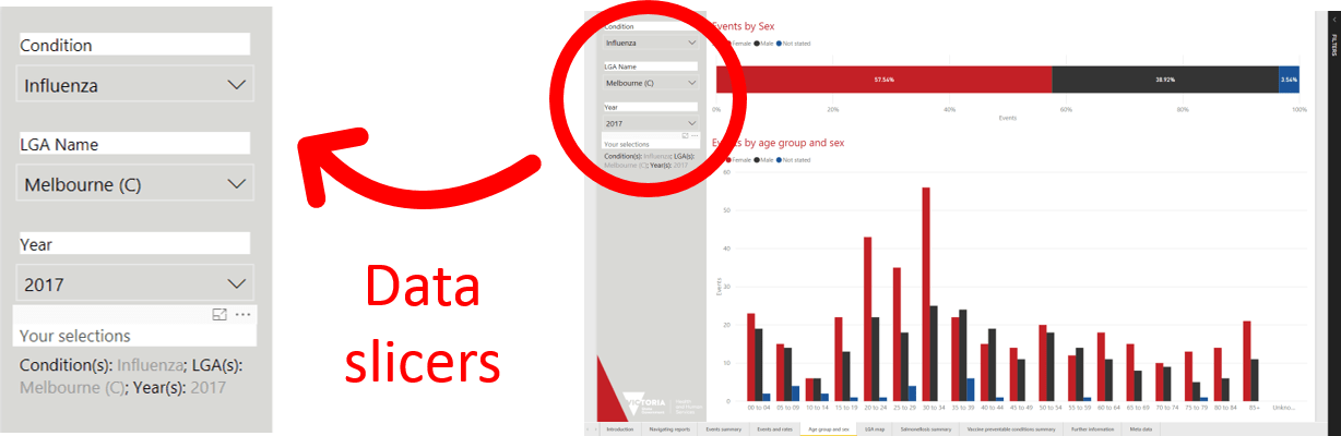 Using the reports - data slicers